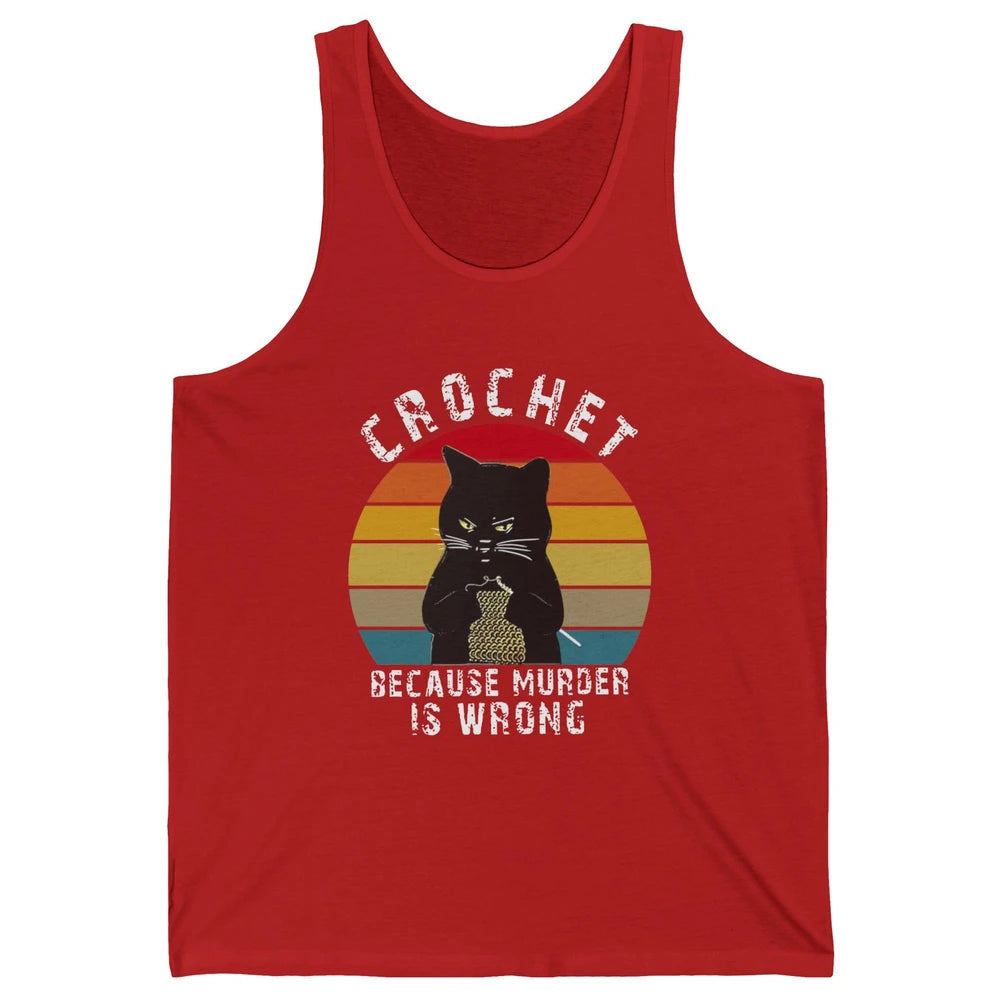 Vintage Black Cat Crochet Because Murder Is Wrong Crocheting Unisex Jersey Tank