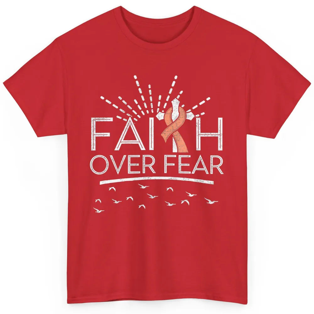 Faith Over Fear Peach Ribbon Uterine Cancer Awareness Month Classic Unisex T-Shirt