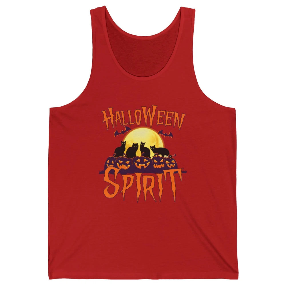 Black Cat Pumpkin Halloween Spirit Moon Night Cat Lover Gift Unisex Jersey Tank