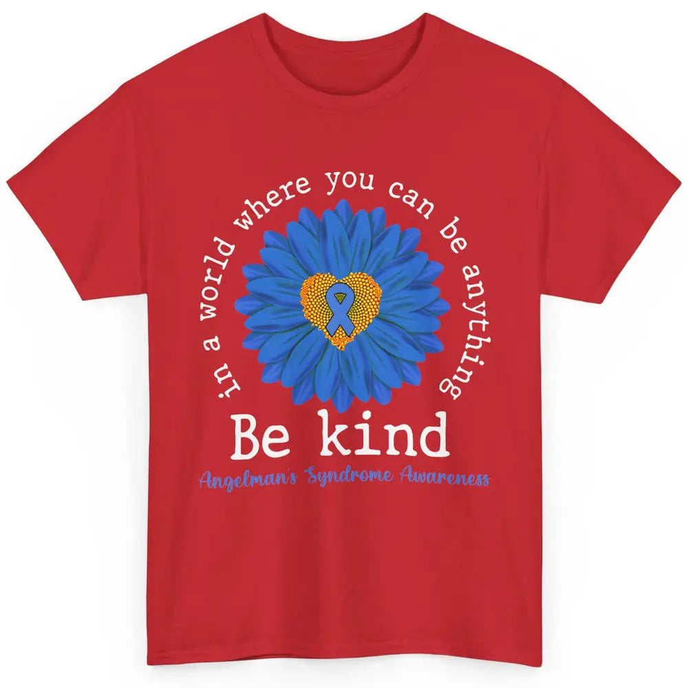 Angelman's Syndrome Awareness Blue Ribbon Sunflower Be Kind Classic Unisex T-Shirt