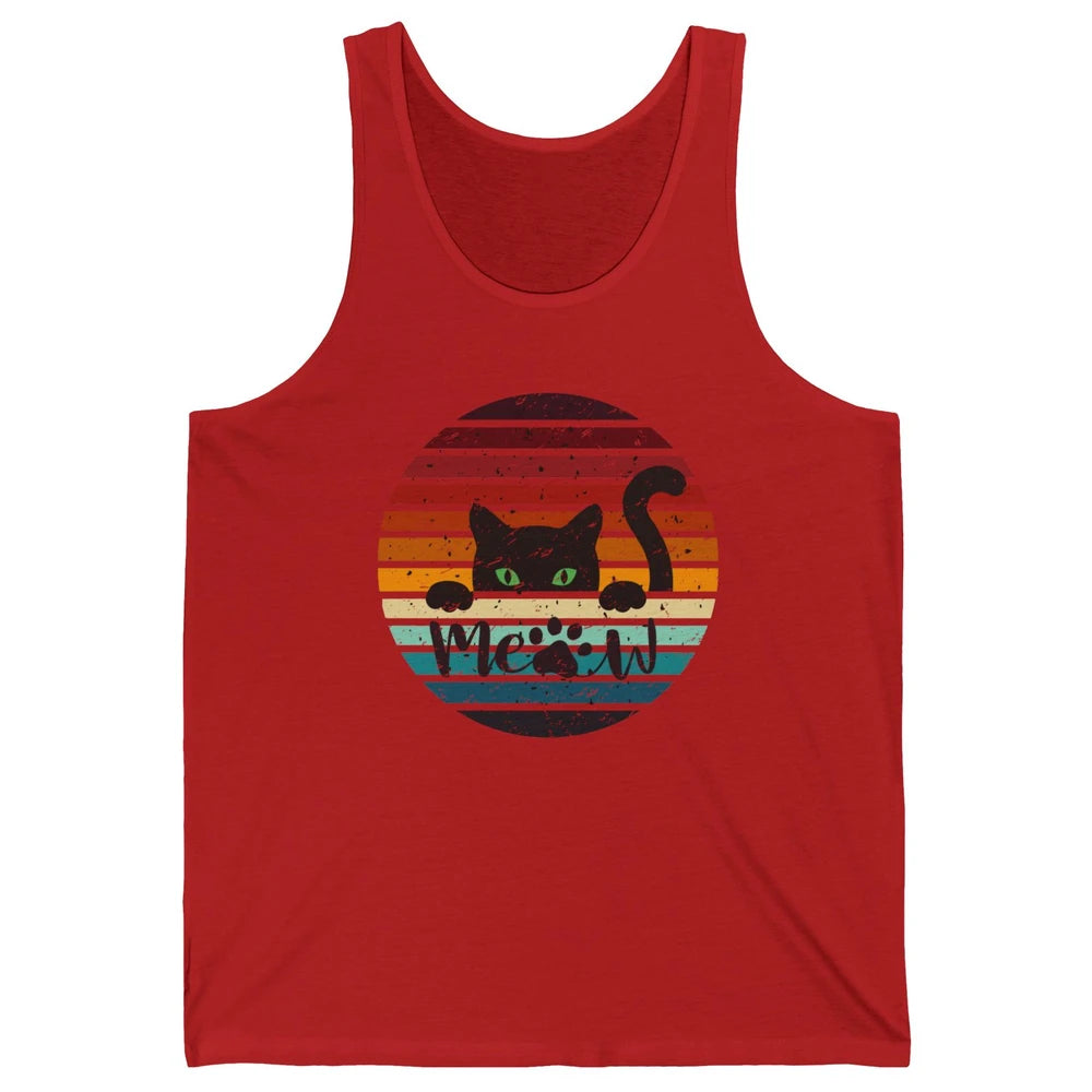 Vintage Black Cat Peeking Meow Cat Mom Cat Lady Gift Unisex Jersey Tank