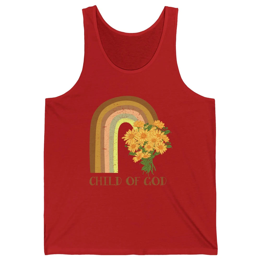 Vintage Sunflower Rainbow Child Of God Christian Religious Unisex Jersey Tank