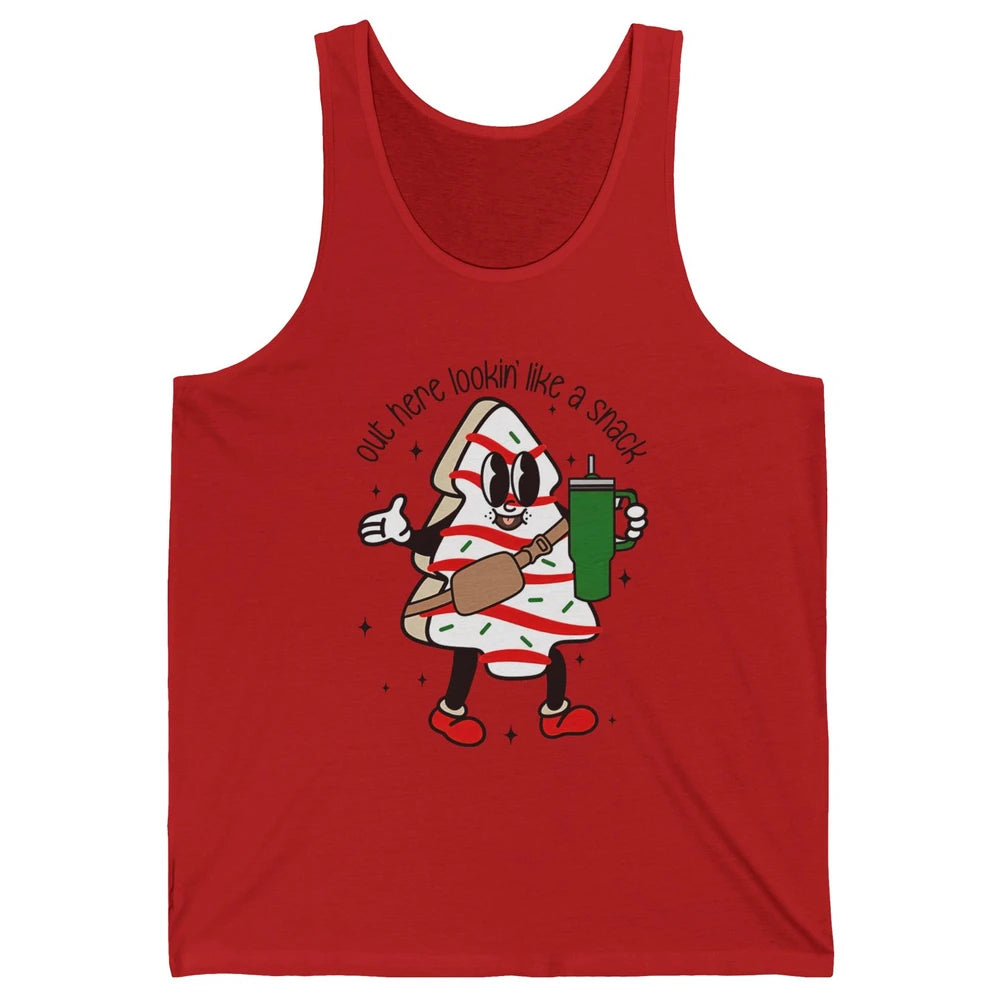 Funny Boo-jee Christmas Tree Cake Out Here Look Like A Snack Unisex Jersey Tank