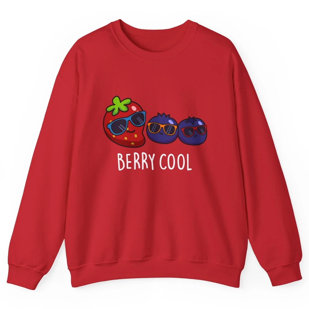 Berry Cool Funny Strawberry Pun Best Friend Summer Retro Unisex Crewneck Sweatshirt