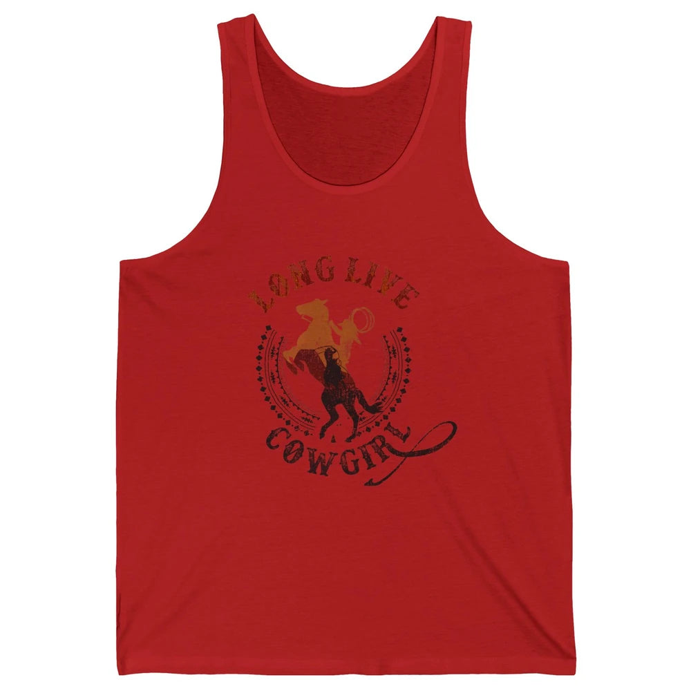 Western Country Cowgirl Riding Horses Cool Rodeo Howdy Retro Unisex Jersey Tank