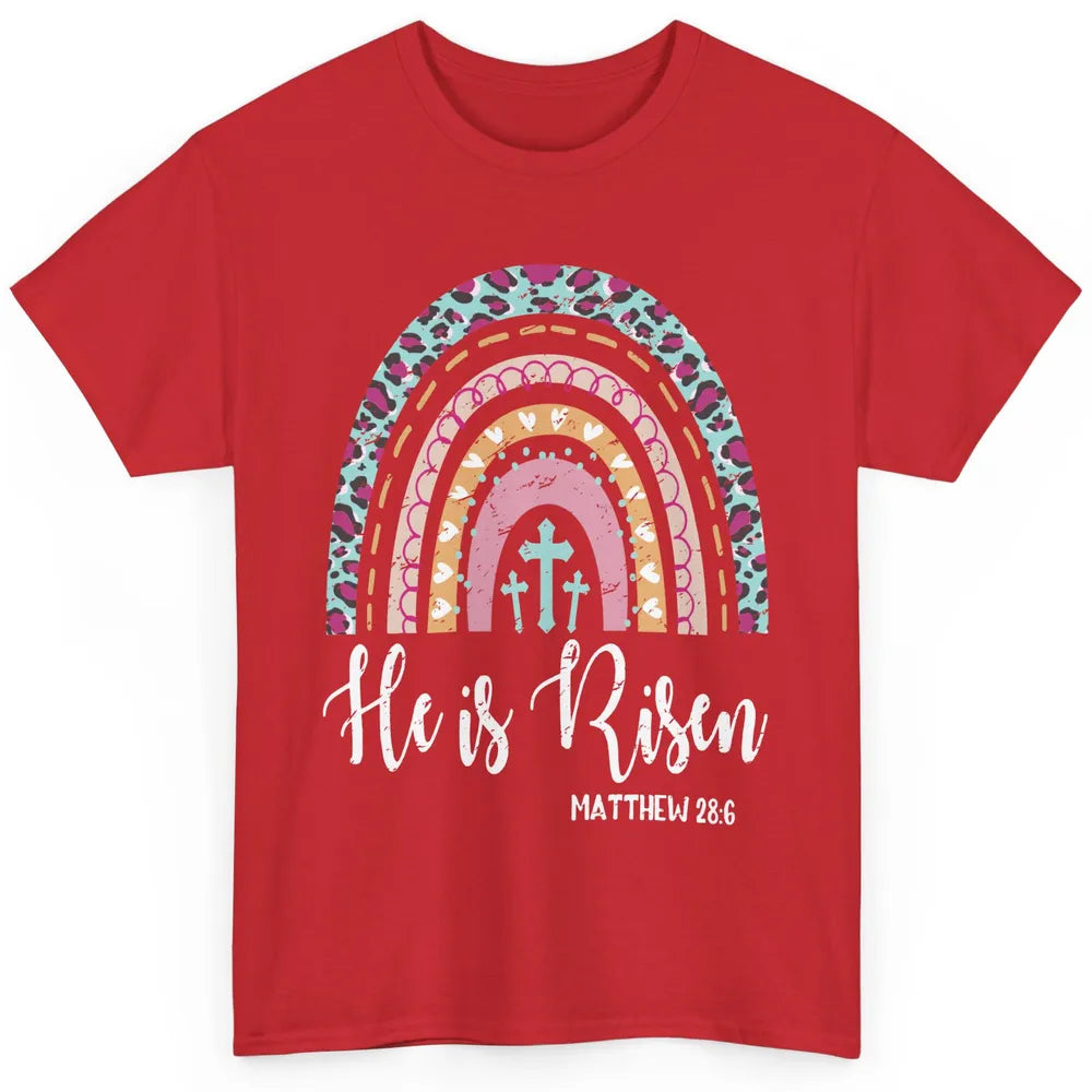 Boho Rainbow He Is Risen Leopard Western Christian Western Classic Unisex T-Shirt