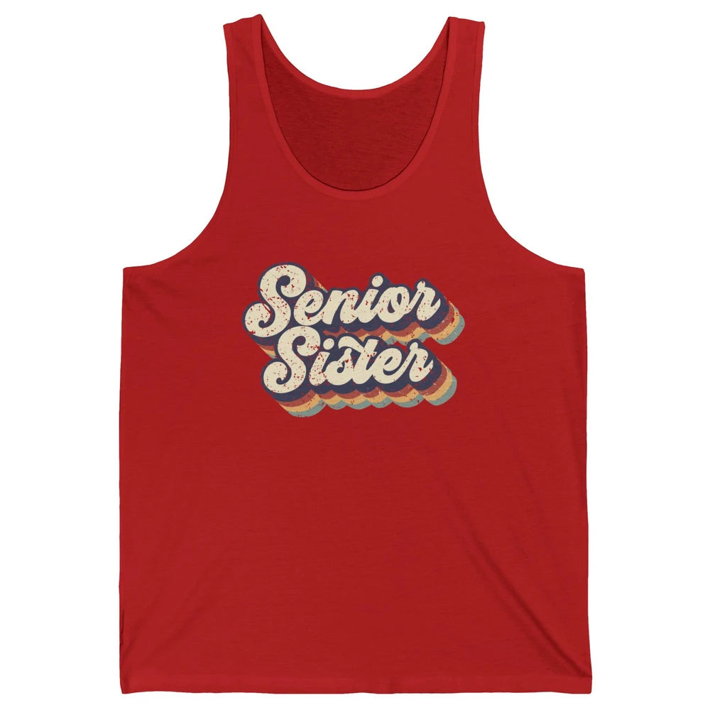 Retro Senior Sister Class Of 2022 Graduate Sister Gift Unisex Jersey Tank