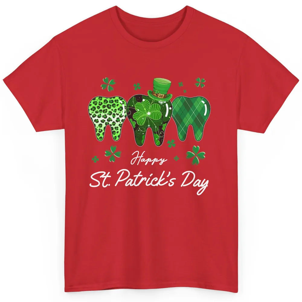 Dental Hygienist Dentist Teeth Lucky Clover St Patricks Day Classic Unisex T-Shirt