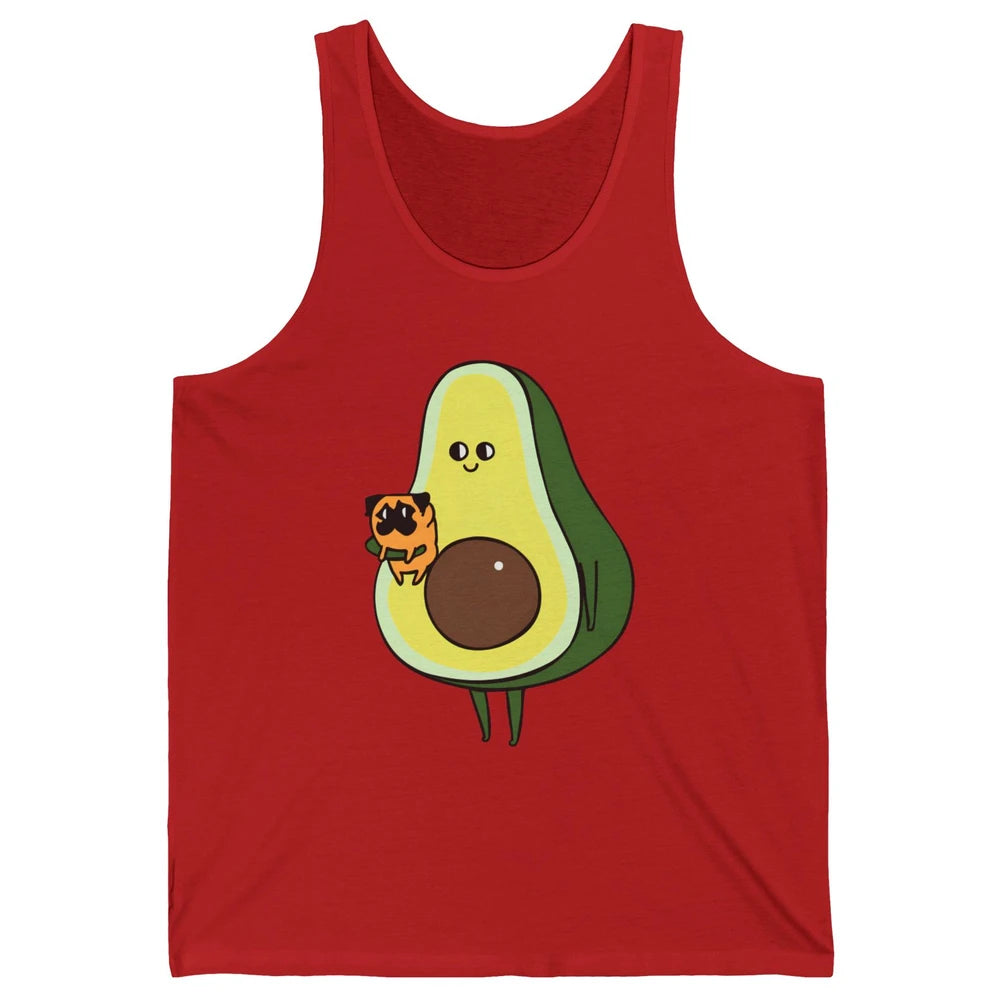 Avocado With Pug Funny Avocado Vegan Pug Lovers Gift Unisex Jersey Tank