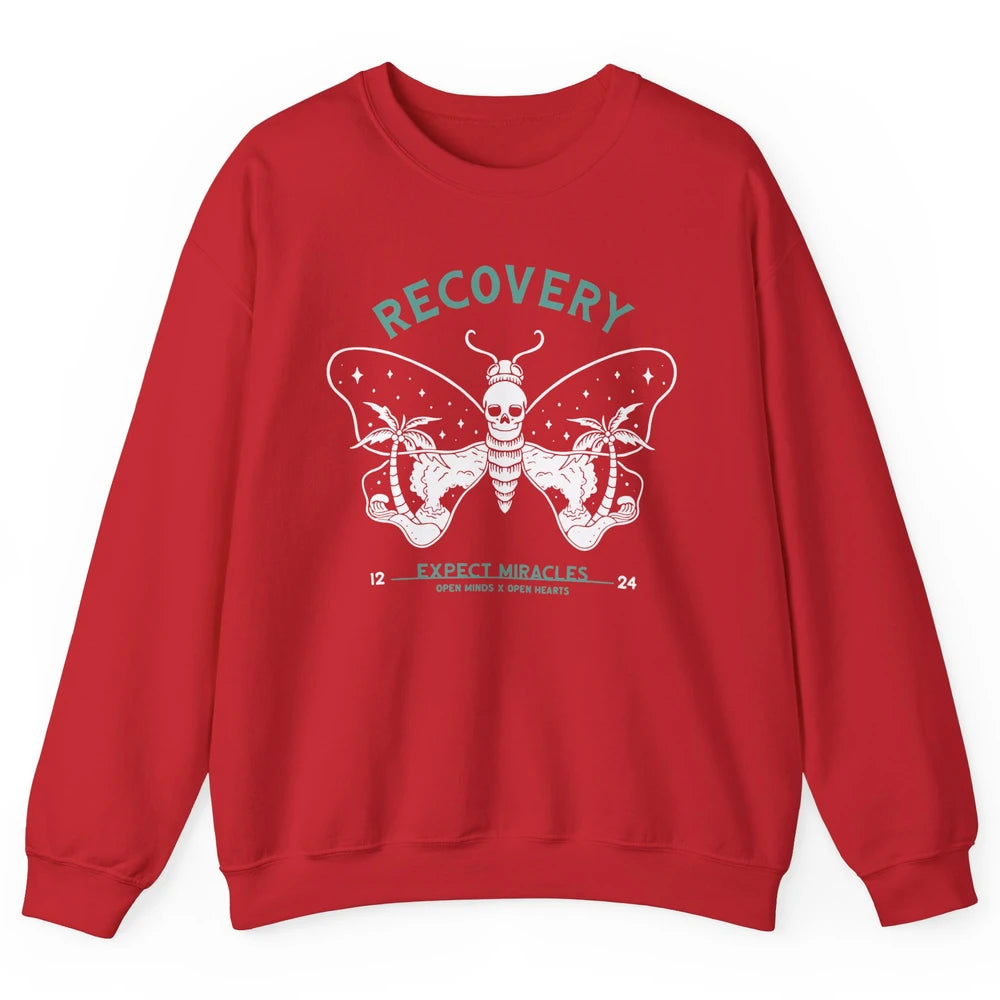 Butterfly Skull Skeleton Addiction Recovery Awareness Gothic Unisex Crewneck Sweatshirt