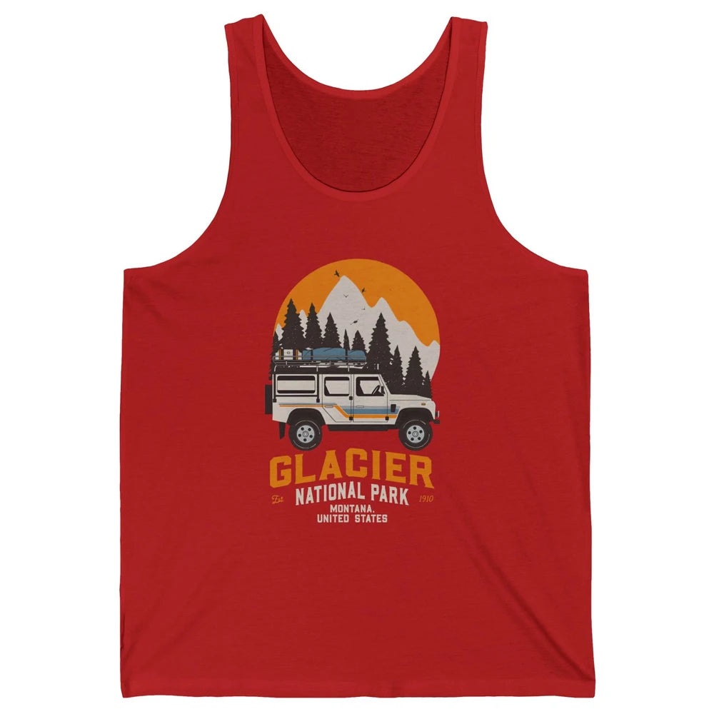 Vintage Glacier National Park Montana Road Trip Camping Unisex Jersey Tank