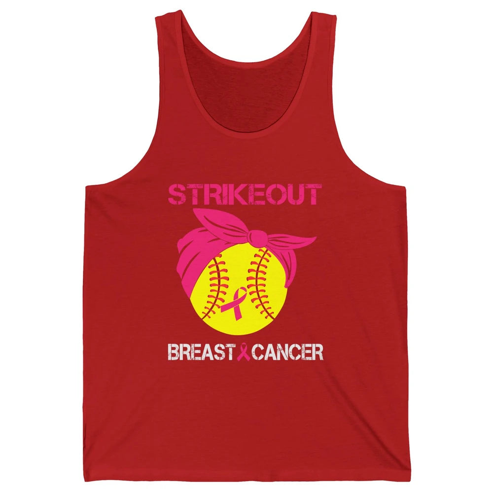 Softball Breast Cancer Awareness Strike Out Pink Ribbon Gift Unisex Jersey Tank