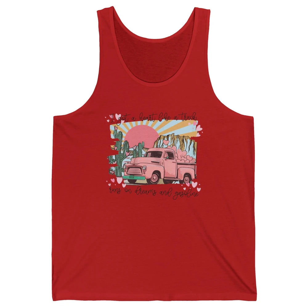 Western Sunset Cowgirl I Got Heart Like Truck Rodeo Cactus Unisex Jersey Tank