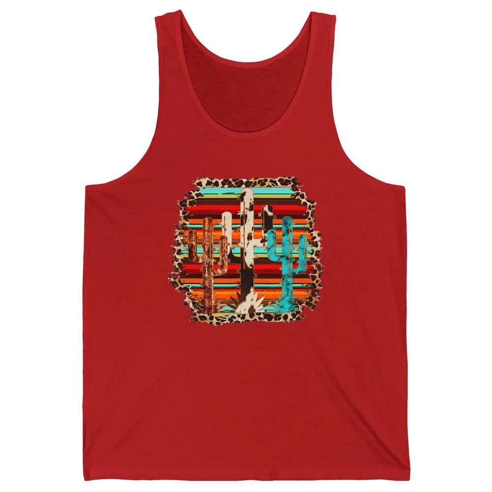 Western Country Cactus Cowhide Serape Turquoise Leopard Unisex Jersey Tank