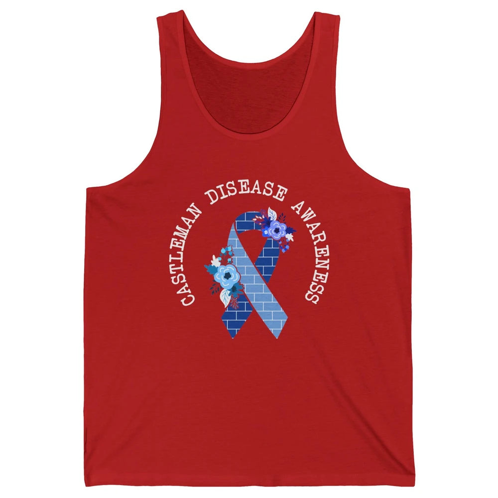 Castleman Disease Awareness Floral Blue Ribbon Rare Disease Unisex Jersey Tank