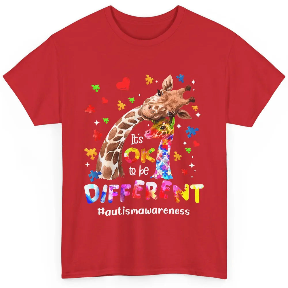 Autism Giraffe Mom It's Okay To Be Different Neurodiversity Classic Unisex T-Shirt