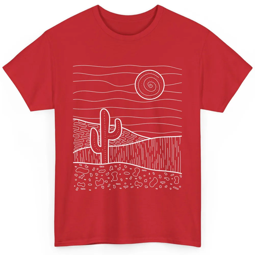 Abstract Desert Cactus Sunset Western Country Minimalist Classic Unisex T-Shirt