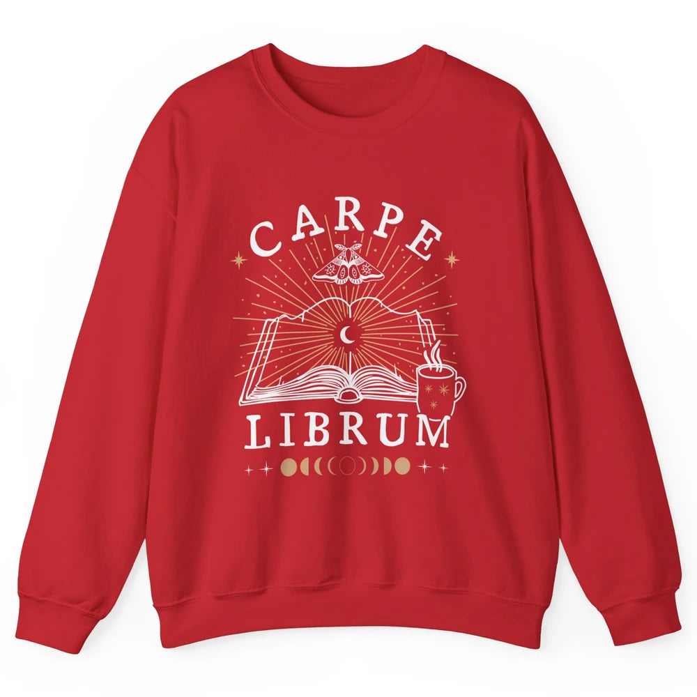 Carpe Librum Dark Academia Aesthetic Moth Book Witchy Gothic Unisex Crewneck Sweatshirt