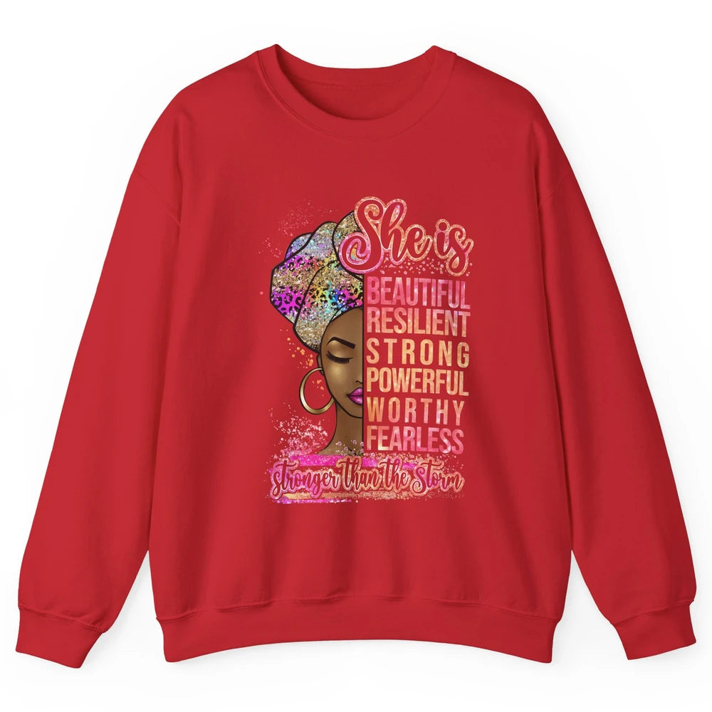 Afro Woman Strong Than Storm Melanin African American Woman Unisex Crewneck Sweatshirt