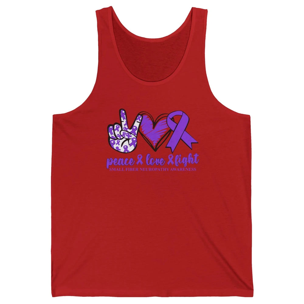 Small Fiber Neuropathy Purple Ribbon Peace Love Fight Unisex Jersey Tank