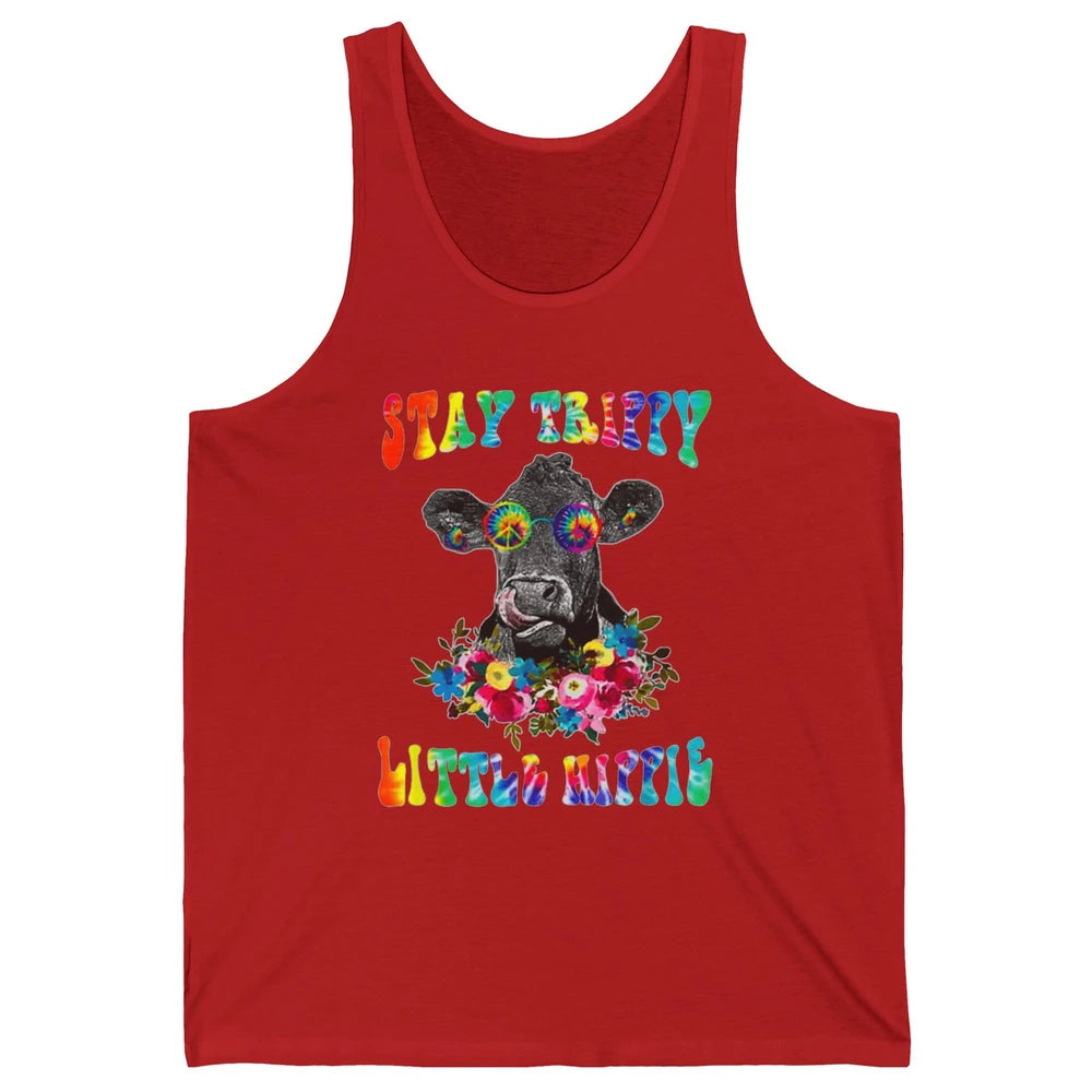 Stay Trippy Little Hippie Heifer Licking Highland Cow Peace Unisex Jersey Tank