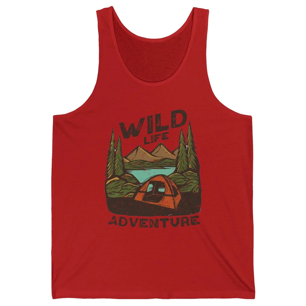 Wild Life Adventure Camping Mountain Wilderness Campfire Unisex Jersey Tank