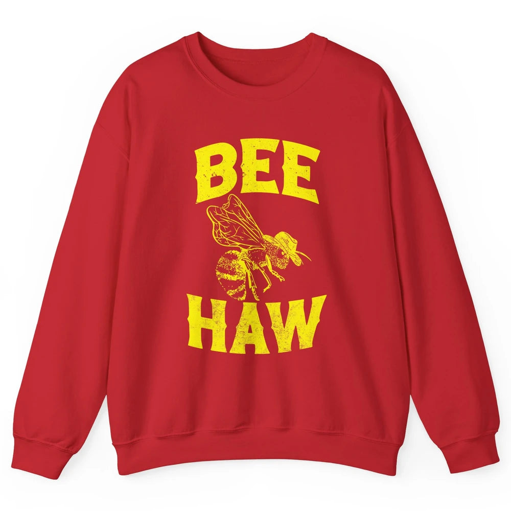 Western Country Bee Haw Retro Cowboy Hat Rodeo Howdy Vintage Unisex Crewneck Sweatshirt