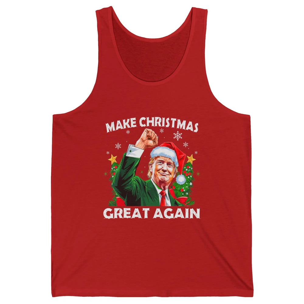 Make Christmas Great Again Funny Santa Trump Political Donald Trump Republican President Xmas Unisex Jersey Tank