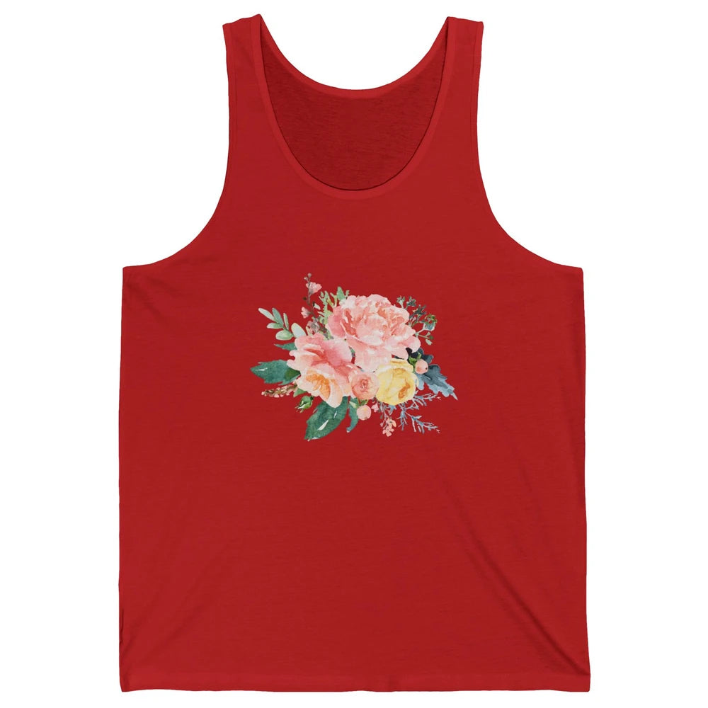 Watercolor Peony Flower Bouquet Botanical Garden Wildflower Unisex Jersey Tank