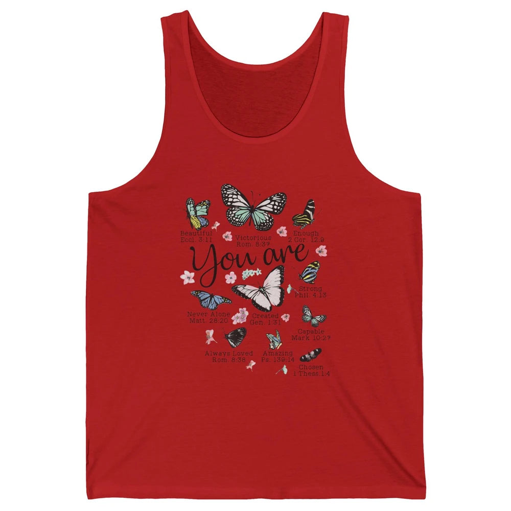 You Are Beautiful Bible Verse Butterfly Christian Jesus God Unisex Jersey Tank