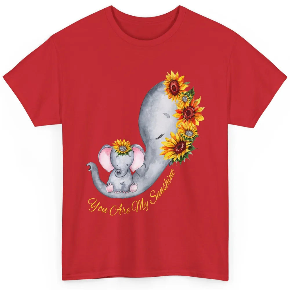 Sunflower Baby Elephant You Are My Sunshine Elephant Mom Classic Unisex T-Shirt