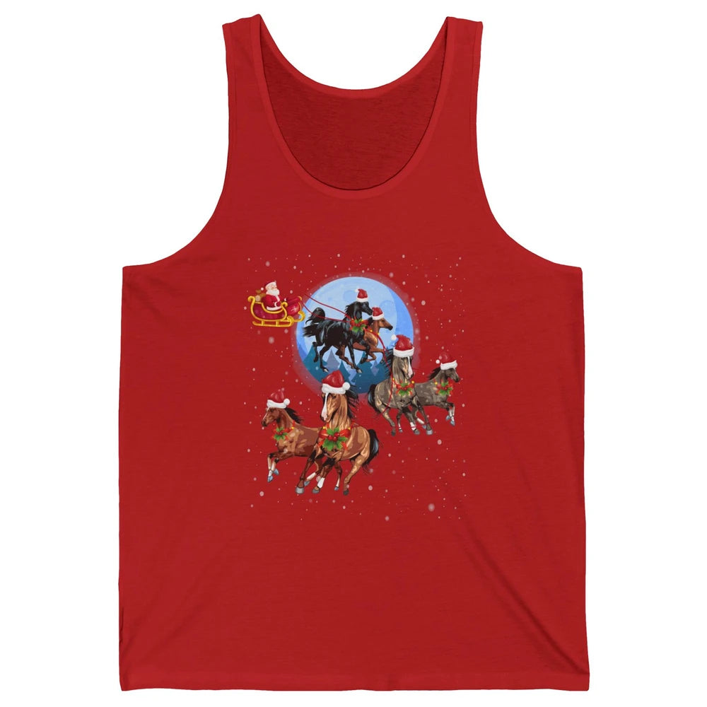 Merry Christmas Horse Drawn Sleigh Riding Santa Claus Xmas Unisex Jersey Tank