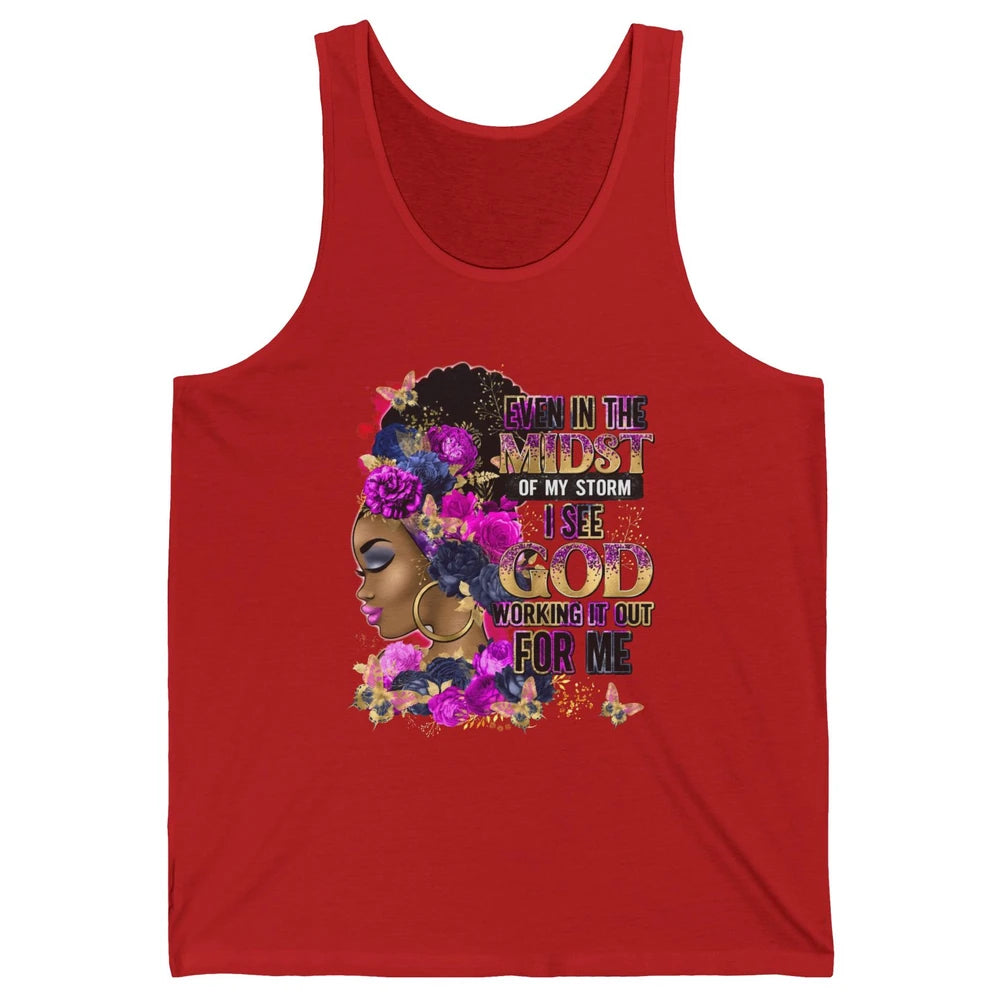 Black Girl In The Midst Of Storm Believe In God Christian Unisex Jersey Tank