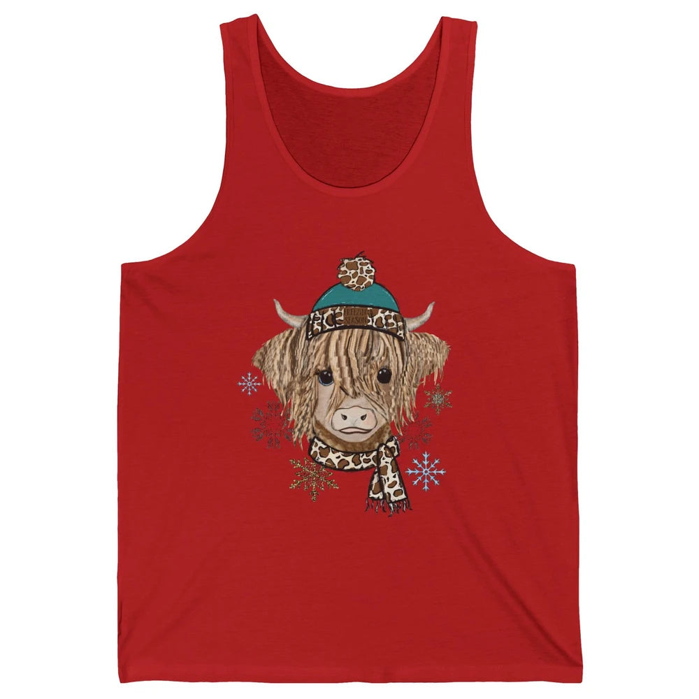 Baby Highland Cow I'm Freaking Freezing Christmas Winter Unisex Jersey Tank