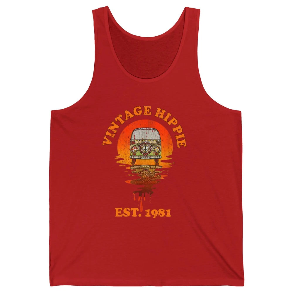 Vintage Hippie 1981 40th Birthday Hippie Van Peace Lovers Unisex Jersey Tank