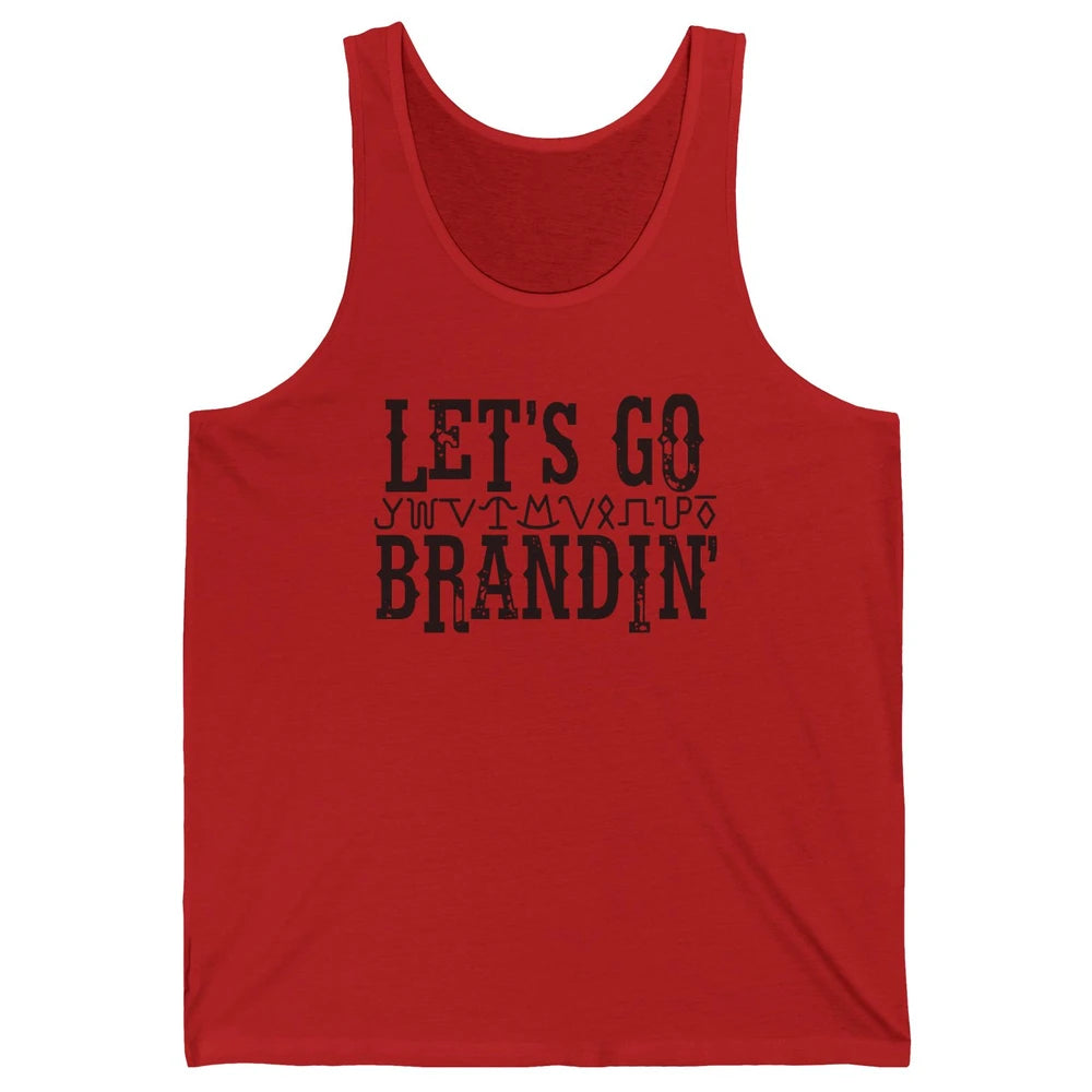 Vintage Cowboy Hat Let's Go Brandin' Western Country Symbols Unisex Jersey Tank