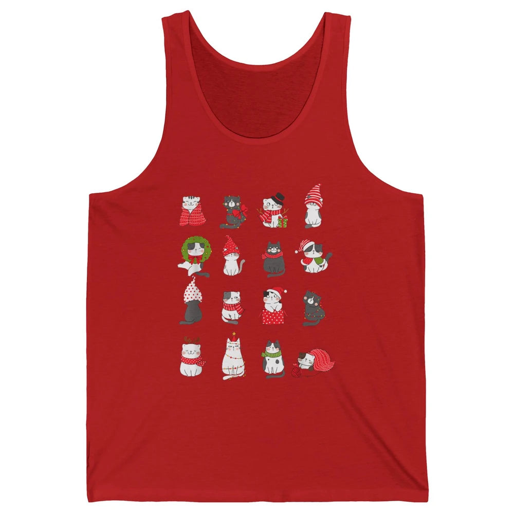 Merry Christmas Meowy Cat Cute Santa Hat Kitten Xmas Kawaii Unisex Jersey Tank