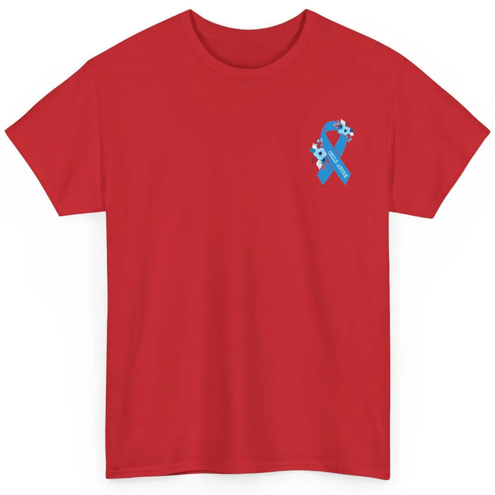 Child Abuse Awareness Floral Blue Ribbon Children Protection Classic Unisex T-Shirt