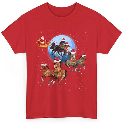 Merry Christmas Horse Drawn Sleigh Riding Santa Claus Xmas Classic Unisex T-Shirt