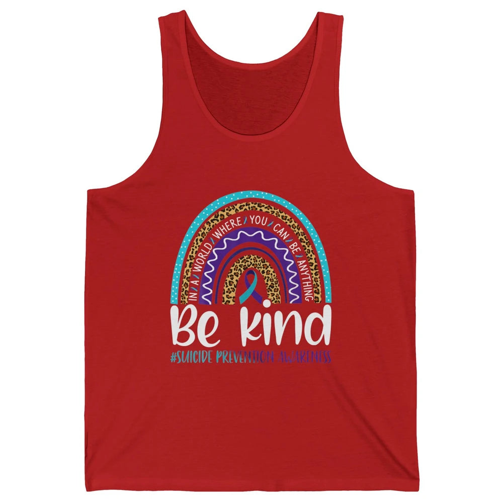 Be Kind Leopard Rainbow Suicide Prevention Awareness Month Unisex Jersey Tank