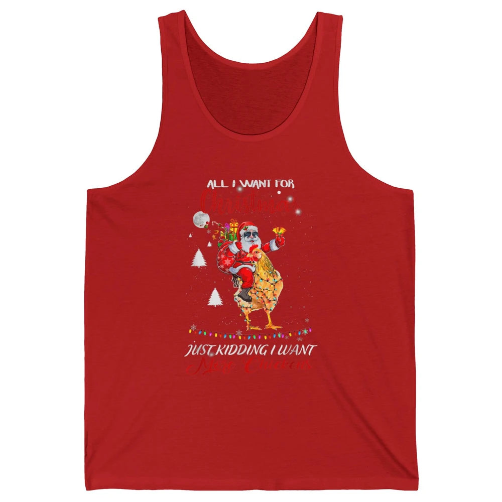 Merry Christmas Funny Santa Claus Riding Chicken Xmas Vibes Unisex Jersey Tank