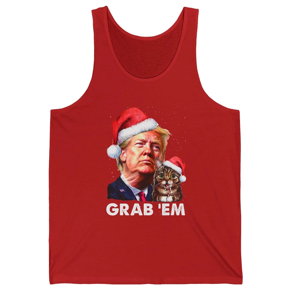 Funny Trump Cat Santa Grab' Em Trump Lovers Christmas Unisex Jersey Tank