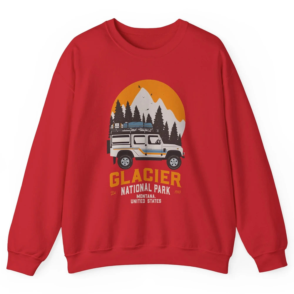 Vintage Glacier National Park Montana Road Trip Camping Unisex Crewneck Sweatshirt