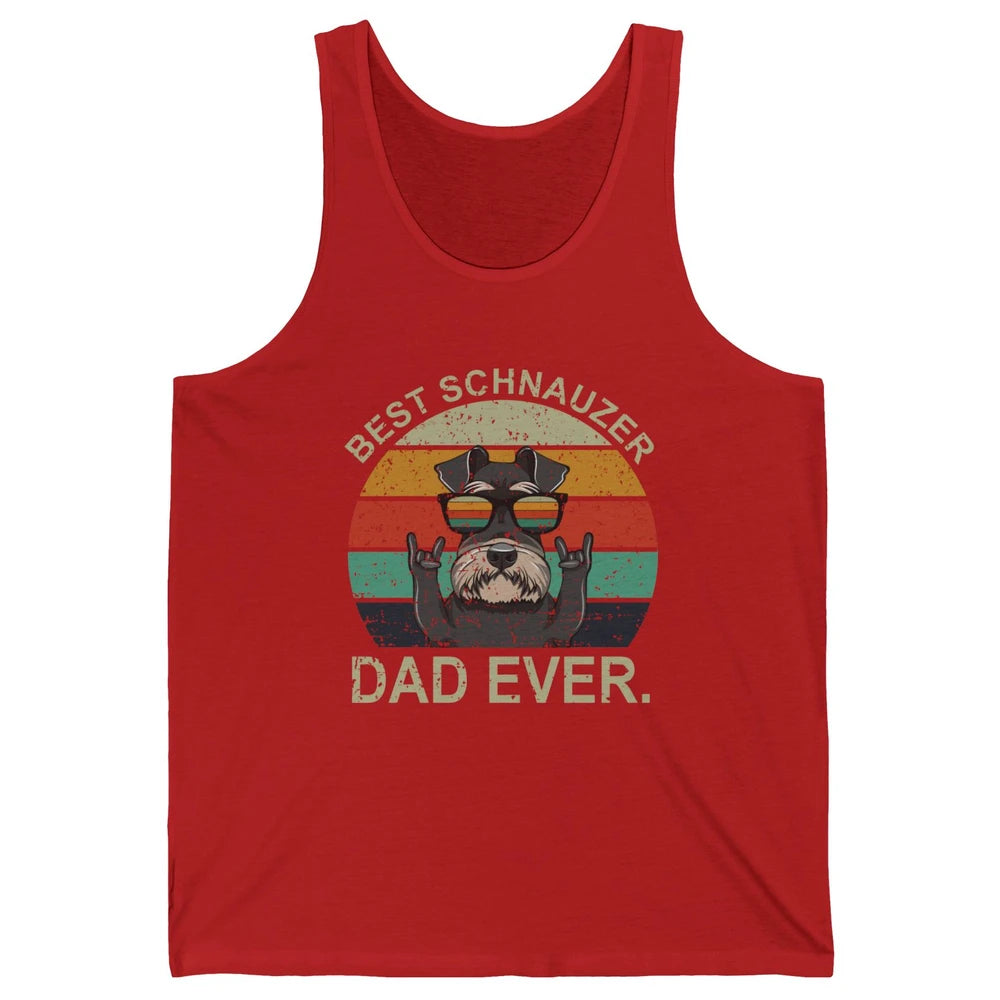 Vintage Sunset Best Schnauzer Dad Ever Father's Day Unisex Jersey Tank