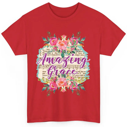 Floral Amazing Grace Jesus Lovers Christian Religious Gift Classic Unisex T-Shirt