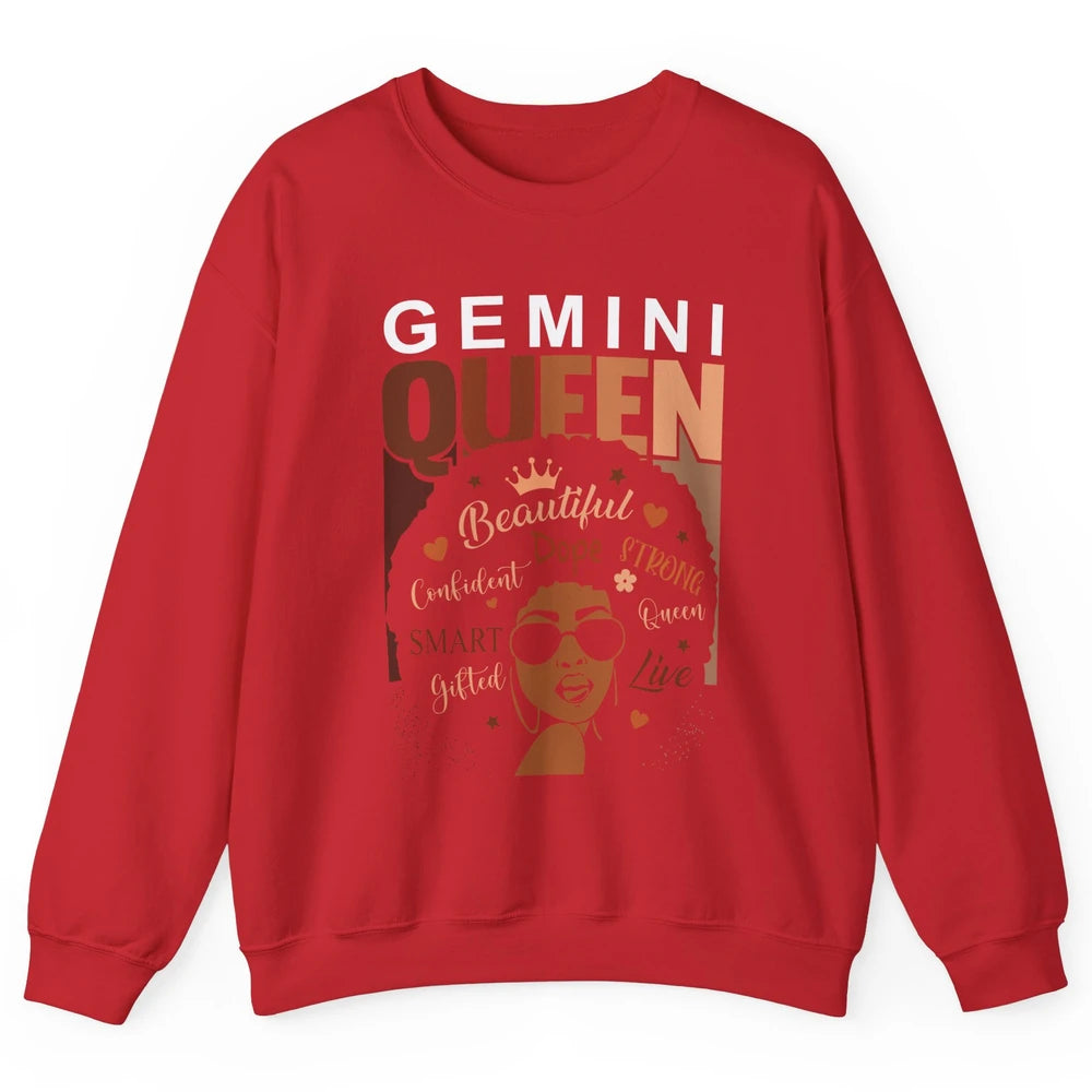 Afro Girl Melanin Gemini Queen Born in June Black Queen Gift Unisex Crewneck Sweatshirt