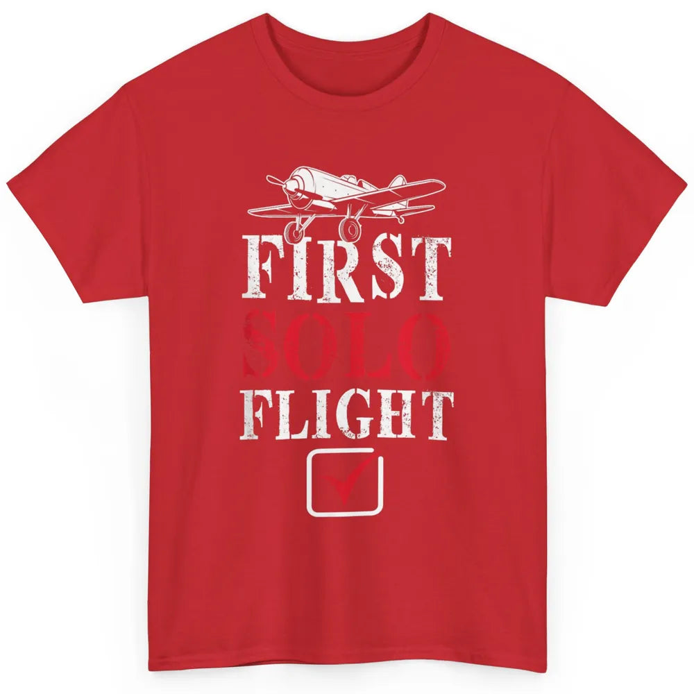 First Solo Flight Check New Pilot Aeronaut Vintage Airplane Classic Unisex T-Shirt