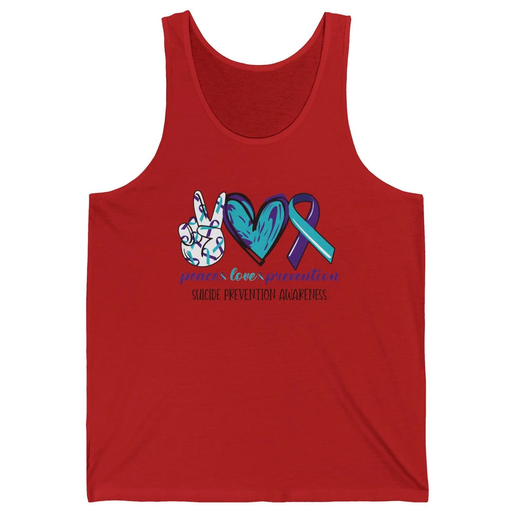 Suicide Prevention Awareness Ribbon Peace Love Prevention Unisex Jersey Tank