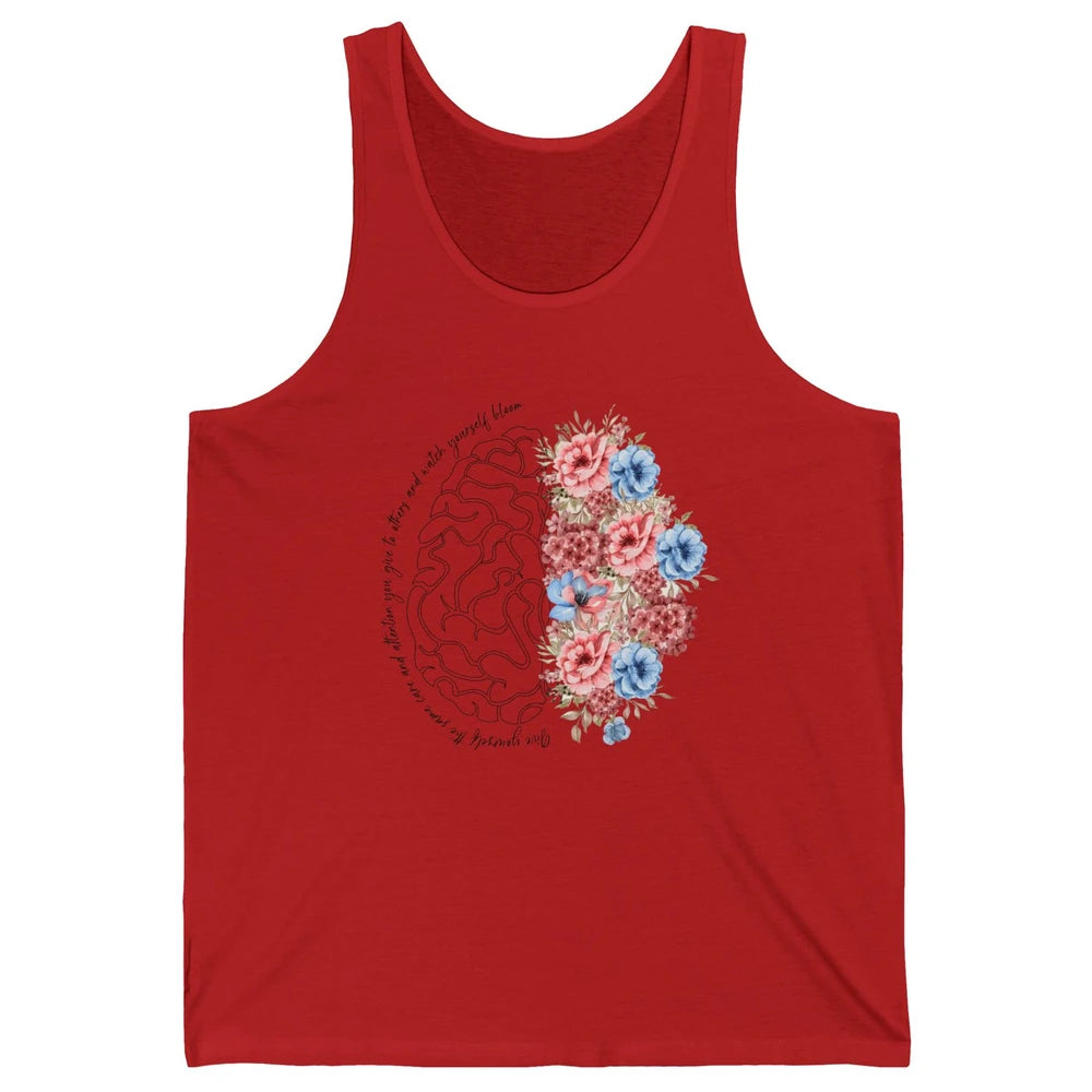 Brain Anatomy Nurse Blooming Flowers Nursing Anatomical Gift Unisex Jersey Tank