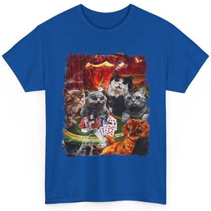 Funny Cat Playing Poker Cards Humor Sarcastic Kitten Gambler Dealer Classic Unisex T-Shirt